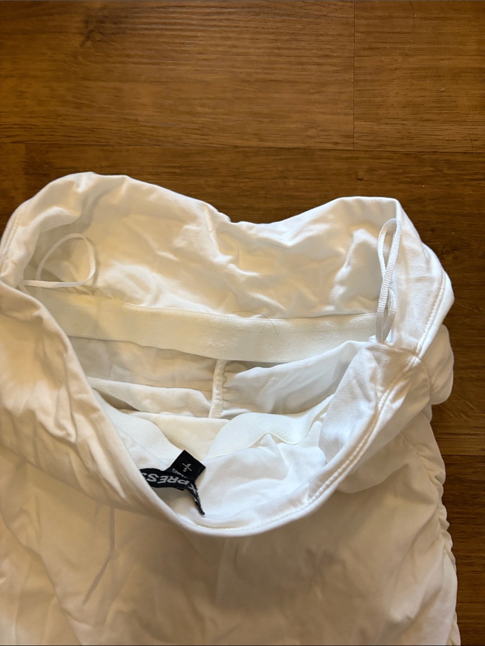 Express White Ruched Strapless Top - Picture 3 of 4